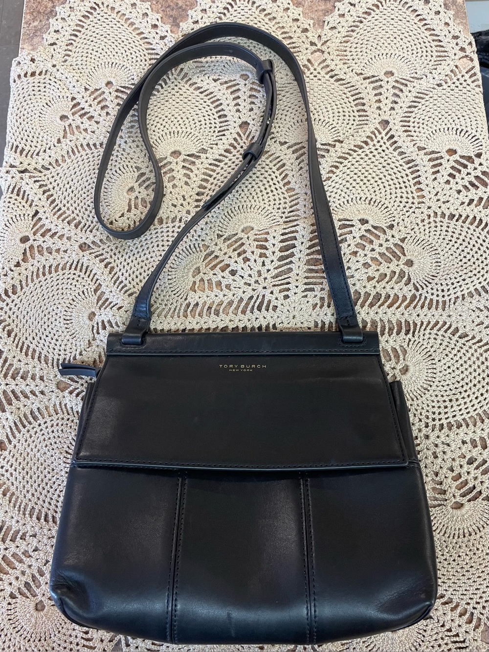 Tory Burch Block T Mini Satchel featuring a fold-over flap